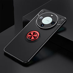Ultra-thin Silicone Gel Soft Case Cover with Magnetic Finger Ring Stand SD3 for Huawei Mate 60 Pro+ Plus Red and Black