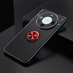 Ultra-thin Silicone Gel Soft Case Cover with Magnetic Finger Ring Stand SD3 for Huawei Mate 60 Red and Black