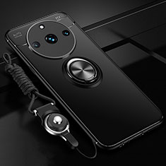 Ultra-thin Silicone Gel Soft Case Cover with Magnetic Finger Ring Stand SD3 for Realme 11 Pro 5G Black