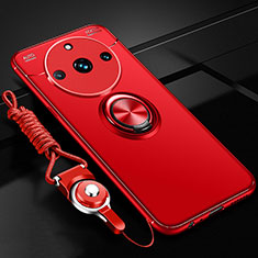 Ultra-thin Silicone Gel Soft Case Cover with Magnetic Finger Ring Stand SD3 for Realme 11 Pro 5G Red