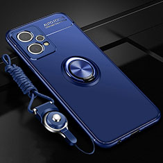 Ultra-thin Silicone Gel Soft Case Cover with Magnetic Finger Ring Stand SD3 for Realme 9 5G Blue