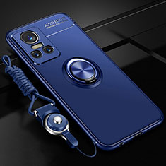 Ultra-thin Silicone Gel Soft Case Cover with Magnetic Finger Ring Stand SD3 for Realme GT Neo3 5G Blue
