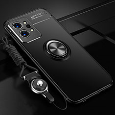 Ultra-thin Silicone Gel Soft Case Cover with Magnetic Finger Ring Stand SD3 for Realme GT2 Pro 5G Black