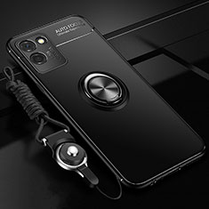Ultra-thin Silicone Gel Soft Case Cover with Magnetic Finger Ring Stand SD3 for Realme V11 5G Black