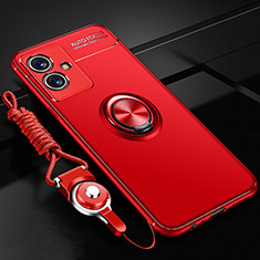 Ultra-thin Silicone Gel Soft Case Cover with Magnetic Finger Ring Stand SD3 for Vivo iQOO Z6 5G Red