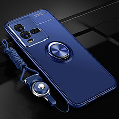 Ultra-thin Silicone Gel Soft Case Cover with Magnetic Finger Ring Stand SD3 for Vivo V25 5G Blue