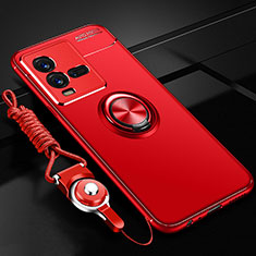Ultra-thin Silicone Gel Soft Case Cover with Magnetic Finger Ring Stand SD3 for Vivo V25 5G Red