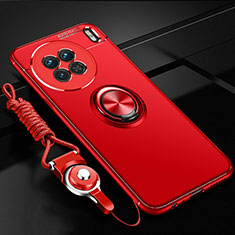 Ultra-thin Silicone Gel Soft Case Cover with Magnetic Finger Ring Stand SD3 for Vivo X90 5G Red