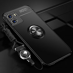 Ultra-thin Silicone Gel Soft Case Cover with Magnetic Finger Ring Stand SD3 for Vivo Y01 Black