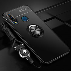 Ultra-thin Silicone Gel Soft Case Cover with Magnetic Finger Ring Stand SD3 for Vivo Y17 Black