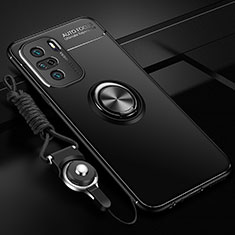 Ultra-thin Silicone Gel Soft Case Cover with Magnetic Finger Ring Stand SD3 for Xiaomi Mi 11X Pro 5G Black