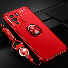Ultra-thin Silicone Gel Soft Case Cover with Magnetic Finger Ring Stand SD3 for Xiaomi Mi 11X Pro 5G Red