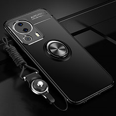 Ultra-thin Silicone Gel Soft Case Cover with Magnetic Finger Ring Stand SD3 for Xiaomi Mi 12 Lite NE 5G Black