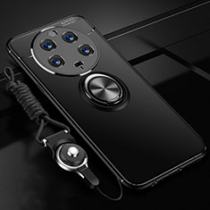 Ultra-thin Silicone Gel Soft Case Cover with Magnetic Finger Ring Stand SD3 for Xiaomi Mi 13 Ultra 5G Black