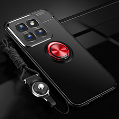 Ultra-thin Silicone Gel Soft Case Cover with Magnetic Finger Ring Stand SD3 for Xiaomi Mi 14 5G Red and Black