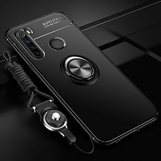 Ultra-thin Silicone Gel Soft Case Cover with Magnetic Finger Ring Stand SD3 for Xiaomi Redmi Note 8 (2021) Black