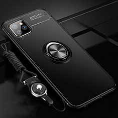 Ultra-thin Silicone Gel Soft Case Cover with Magnetic Finger Ring Stand T01 for Apple iPhone 11 Pro Black
