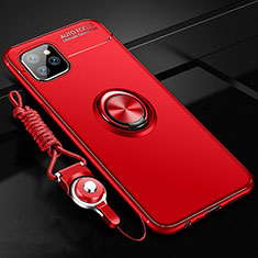 Ultra-thin Silicone Gel Soft Case Cover with Magnetic Finger Ring Stand T01 for Apple iPhone 11 Pro Max Red