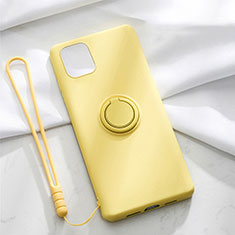 Ultra-thin Silicone Gel Soft Case Cover with Magnetic Finger Ring Stand T01 for Apple iPhone 11 Yellow