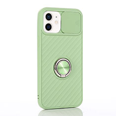 Ultra-thin Silicone Gel Soft Case Cover with Magnetic Finger Ring Stand T01 for Apple iPhone 12 Mini Matcha Green