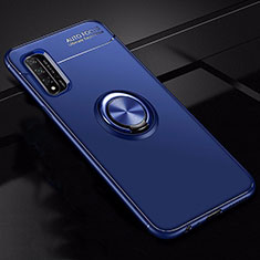 Ultra-thin Silicone Gel Soft Case Cover with Magnetic Finger Ring Stand T01 for Huawei Honor 20 Blue