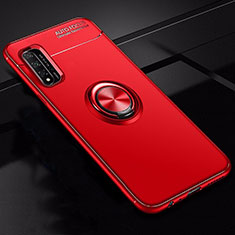 Ultra-thin Silicone Gel Soft Case Cover with Magnetic Finger Ring Stand T01 for Huawei Honor 20S Red