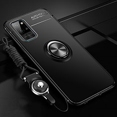 Ultra-thin Silicone Gel Soft Case Cover with Magnetic Finger Ring Stand T01 for Huawei Honor Play4 Pro 5G Black
