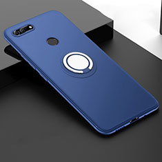 Ultra-thin Silicone Gel Soft Case Cover with Magnetic Finger Ring Stand T01 for Huawei Honor V20 Blue