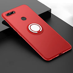 Ultra-thin Silicone Gel Soft Case Cover with Magnetic Finger Ring Stand T01 for Huawei Honor View 20 Red