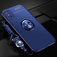 Ultra-thin Silicone Gel Soft Case Cover with Magnetic Finger Ring Stand T01 for Huawei Honor X10 Max 5G Blue