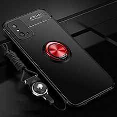 Ultra-thin Silicone Gel Soft Case Cover with Magnetic Finger Ring Stand T01 for Huawei Honor X10 Max 5G Red and Black