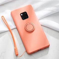 Ultra-thin Silicone Gel Soft Case Cover with Magnetic Finger Ring Stand T01 for Huawei Mate 20 Pro Orange