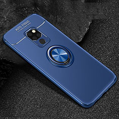 Ultra-thin Silicone Gel Soft Case Cover with Magnetic Finger Ring Stand T01 for Huawei Mate 20 X 5G Blue