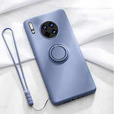Ultra-thin Silicone Gel Soft Case Cover with Magnetic Finger Ring Stand T01 for Huawei Mate 30 5G Gray