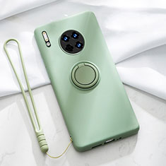 Ultra-thin Silicone Gel Soft Case Cover with Magnetic Finger Ring Stand T01 for Huawei Mate 30 5G Green