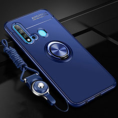 Ultra-thin Silicone Gel Soft Case Cover with Magnetic Finger Ring Stand T01 for Huawei Nova 5i Blue