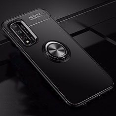 Ultra-thin Silicone Gel Soft Case Cover with Magnetic Finger Ring Stand T01 for Huawei Nova 5T Black