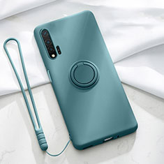 Ultra-thin Silicone Gel Soft Case Cover with Magnetic Finger Ring Stand T01 for Huawei Nova 6 5G Green