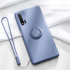 Ultra-thin Silicone Gel Soft Case Cover with Magnetic Finger Ring Stand T01 for Huawei Nova 6 5G Purple