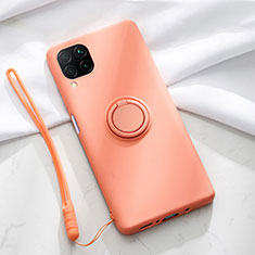 Ultra-thin Silicone Gel Soft Case Cover with Magnetic Finger Ring Stand T01 for Huawei Nova 6 SE Orange