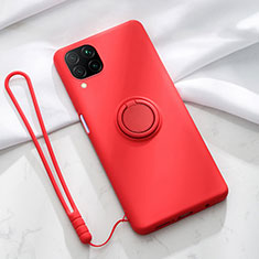 Ultra-thin Silicone Gel Soft Case Cover with Magnetic Finger Ring Stand T01 for Huawei Nova 6 SE Red