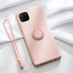 Ultra-thin Silicone Gel Soft Case Cover with Magnetic Finger Ring Stand T01 for Huawei Nova 7i Pink