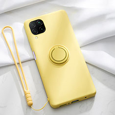 Ultra-thin Silicone Gel Soft Case Cover with Magnetic Finger Ring Stand T01 for Huawei Nova 7i Yellow