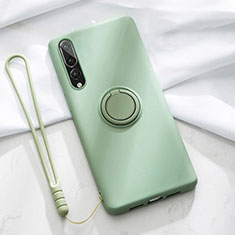 Ultra-thin Silicone Gel Soft Case Cover with Magnetic Finger Ring Stand T01 for Huawei P20 Pro Green