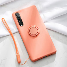 Ultra-thin Silicone Gel Soft Case Cover with Magnetic Finger Ring Stand T01 for Huawei P20 Pro Orange