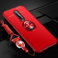 Ultra-thin Silicone Gel Soft Case Cover with Magnetic Finger Ring Stand T01 for OnePlus 8 Red