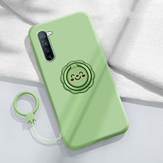 Ultra-thin Silicone Gel Soft Case Cover with Magnetic Finger Ring Stand T01 for Oppo A91 Cyan