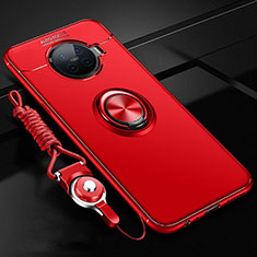 Ultra-thin Silicone Gel Soft Case Cover with Magnetic Finger Ring Stand T01 for Oppo Ace2 Red