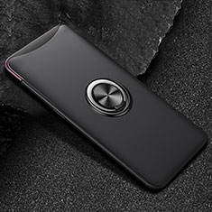 Ultra-thin Silicone Gel Soft Case Cover with Magnetic Finger Ring Stand T01 for Oppo Find X Black