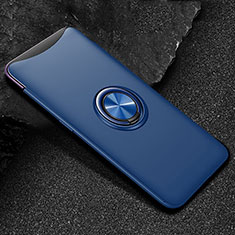 Ultra-thin Silicone Gel Soft Case Cover with Magnetic Finger Ring Stand T01 for Oppo Find X Blue